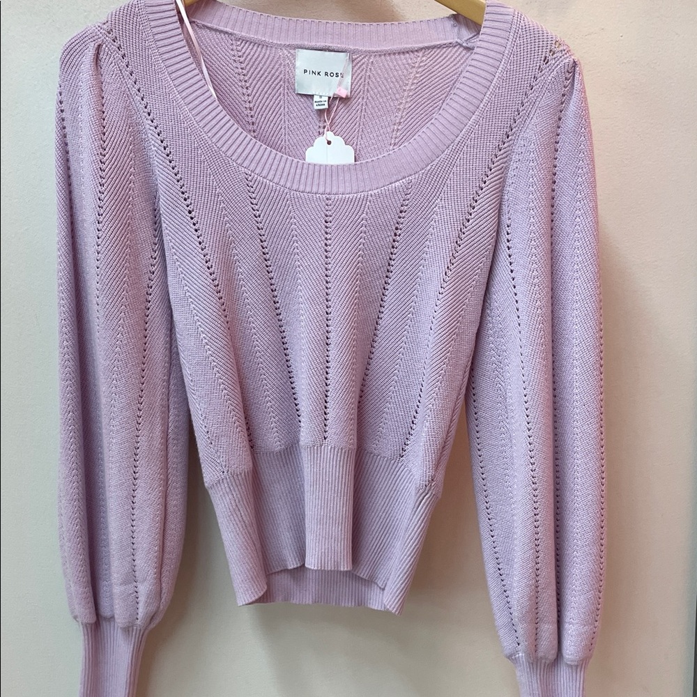 Pink Rose Women's Lavender Scoop Neck Sweater
